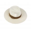 Palarie Fedora Unisex cu Piele Naturala Alba D 67