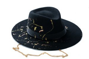 Pălărie Fedora Splash cu Lantisor auriu din fetru de iepure