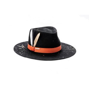 Pălărie Neagra Unisex Splash – Festival Look – Fetru de Iepure sau Lana D105